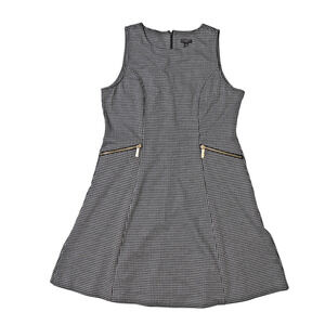 Ann Taylor Factory  Sz 12P Holiday Party Dress Fit & Flare Plaid Gold Pockets